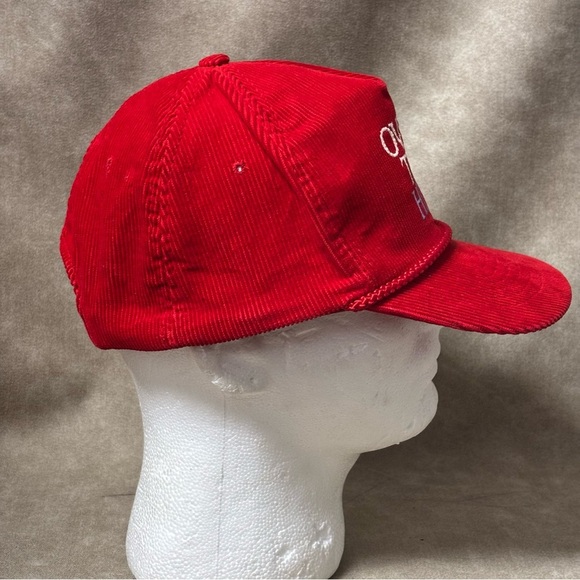 Vintage Red Corduroy “Over the hill” Strapback Trucker Hat Cap - Picture 4 of 6
